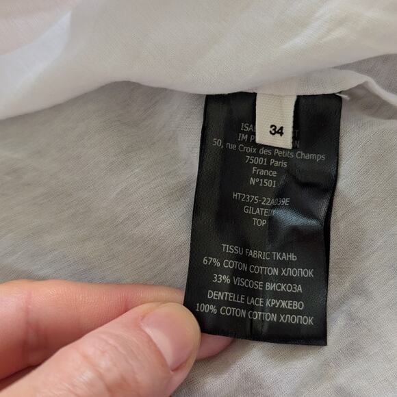 Isabel Marant Etoile White Jatedy Long Sleeve Button Up Shirt, size FR 34/US 0-2 - Picture 4 of 7